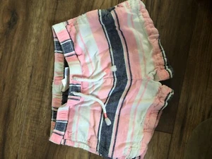Oshkosh B'gosh Girls Sz 6 Linen Blend Shorts Pull On Pink White Blue - Picture 1 of 4