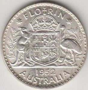 Coin Australia 1952 half silver 2/- florin uncirculated - Imagen 1 de 2