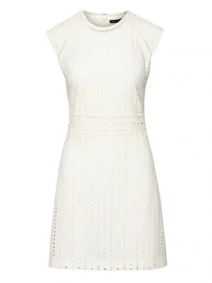 Banana Republic Eylet Sheath Dress Size 4 White Sleeveless Lined Embroidered New - Image 1 of 4
