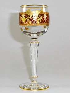 1 von 3 Römer Weinglas rot gold Josephinenhütte Gerlach Netzfiligran Jugendstil - Bild 1 von 8