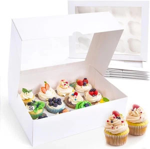 3-Pack White Cupcake Containers with Window Boxes - Picture 1 of 5