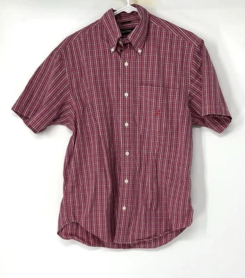 Nautica 80’s two ply cotton button down shirt men’s Size small Plaid Pink - Image 1 of 4
