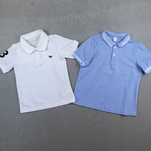 Shein Polo Shirts Boys Blue White Short Sleeve Size 6Y-7Y Logo Preppy - Picture 1 of 11