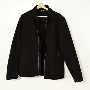 Tommy Hilfiger Mens M Black Zip Up Polyester Casual Long Sleeve Jacket W/Pockets - Picture 1 of 6
