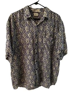 MONTAGE Pour Homme Mens 100% Silk Shirt Collared Button Up Short Sleeve Large - Image 1 of 4