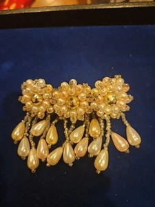 Barretta per capelli vintage crema finta perla con perline - Foto 1 di 2