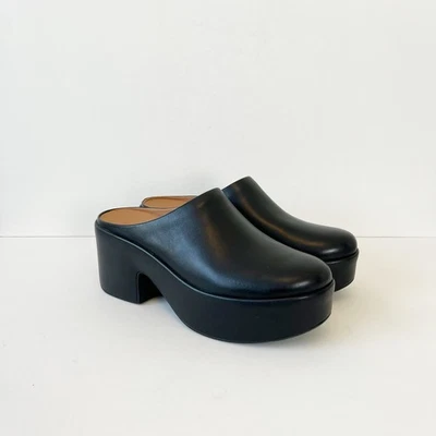 Fitflop Platform Heeled Mules Clogs Block Heel Black Leather Women's 8.5 NWOB - Image 1 of 4