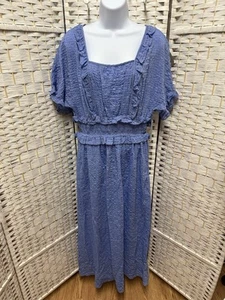 Max Studio Women's Yarn Dye Flutter Sleeve Dress, Blue Gingham-XL - Picture 1 of 11