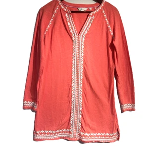 Top túnica Boden para mujer talla S bordada coral naranja boho caftán 100 % algodón - Imagen 1 de 13