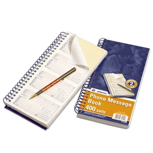 Adams 11" x 5 1/2" 100-Page White/Canary Yellow Phone Message Books, 5-Pk - Picture 1 of 2