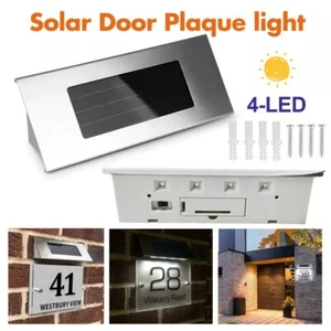 Personalised Solar Light Door Sign LED Illuminated House Number Plaque Outdoor - Picture 1 of 14