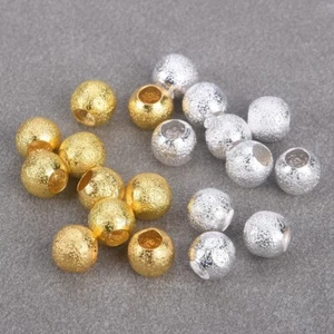 50pcs Round 8mm Gold/Silver Matte Hollow Brass Metal Loose Beads DIY Jewelry - Picture 1 of 5