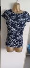 LADIES PHASE EIGHT TOP SIZE 12 STRETCH NAVY BLUE & WHITE MIX