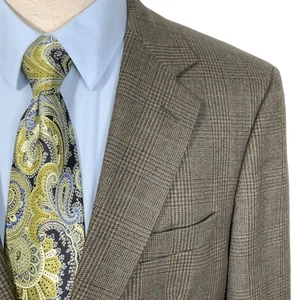 Brooks Brothers Blazer Men 38R Brown Plaid Two Button Cashmere Wool Classic - Picture 1 of 13