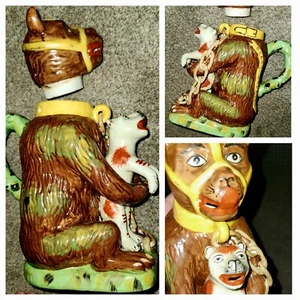 RARO STAFFORDSHIRE Oso Cebo Jarra con Perro Perla Publicidad* Grasa de Oso - Imagen 1 de 11