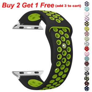 Sport Band Silicone iWatch Strap For Apple Watch Ultra 10 9 8 7 SE 6 5 4 45 44mm - Picture 1 of 34