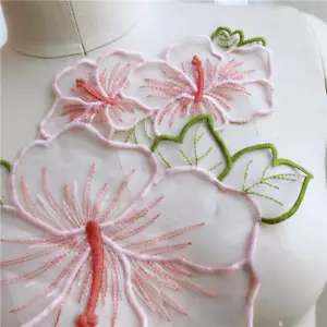 Applique A Set of Lotus Floral Lace Patch Embroidery Sew on For Dress Decoration - Picture 1 of 13