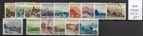 LIECHTENSTEIN @ 1944   Mi.224-232   Used € 50.00  Nice Priced  @ Lie.230 Cover