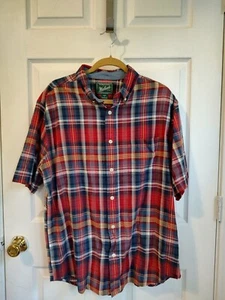Woolrich Herren Large Kurzarm Hemd mit Knopfleiste rot kariert Baumwolle - Bild 1 von 6