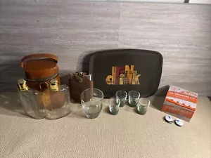 Travel Bar Set Flasks shots Tray Bourbon Whiskey Portable Drink Kit Lot Rye - Picture 1 of 14