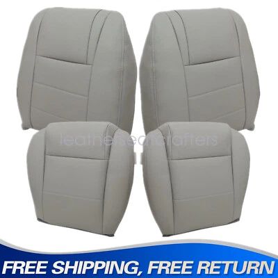 Driver & Passenger Bottom-Top Leather Seat Cover Gray For 05-09 Ford Mustang V6 - Изображение 1 из 4