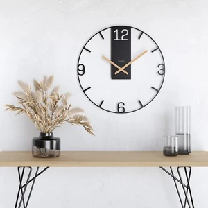 Cander Berlin BENTJA XXL designer wall clock 50 cm metal silent wooden pointer