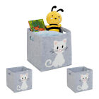 3x opbergmand kinderkamer - vilten speelgoedmand - kat - opbergbox speelgoed