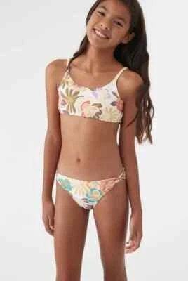 O'Neill Meadow Swimwear Girls 6 White Floral Print Halter Neck Two-Piece UPS207 - Image 1 of 4