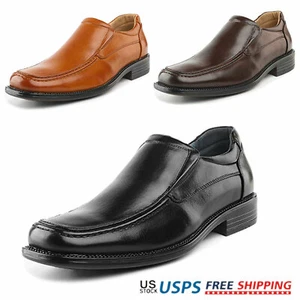 Men's Classic Dress Shoes Slip On Square Toe Oxfords Shoes Casual Shoes Loafers - Picture 1 of 16