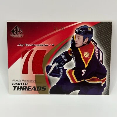 2003-04 SP Game Used Limited Threads Gold Jay Bouwmeester #JB /21 - Image 1 of 2
