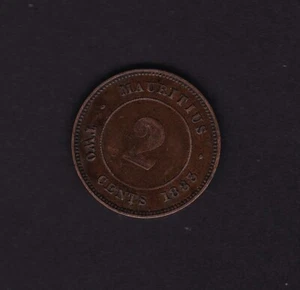 1883 Mauritius 2 Cent Coin - Imagen 1 de 2