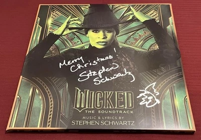 STEPHEN SCHWARTZ FIRMADO WICKED ELPHABA 2X DISCO VERDE BOCETO AUTOMÁTICO + BOLSO RARO H Foto 1 de 4