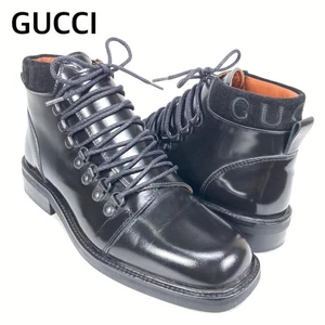 GUCCI Short Boots Shoes EU 37.0 US 7.0 Leather Black Authentic by JAPAN - Picture 1 of 24