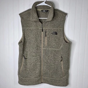 North Face Vest Mens Medium Brown Sweater Fleece Full Zip Outdoor Hiking Warm - Picture 1 of 12