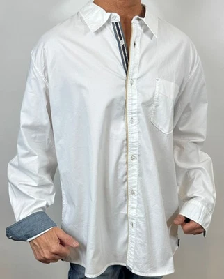 Мужская рубашка - CARBON 2 COBALT - XL - БЕЛАЯ - МАНЖЕТА-РАСКЛАДУШКА - акцент шов хлопок - Изображение 1 из 2