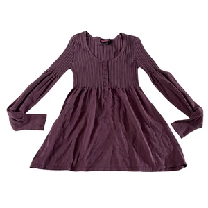 Vintage Y2K 2000er lila Babydoll Strick Pullover Oberteil Gr. M Preppy - Bild 1 von 7