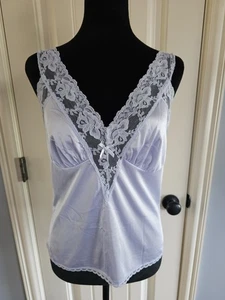 Vintage Ashley Manor Delicate Powder Blue Lace Trimmed Camisole Medium - Picture 1 of 10