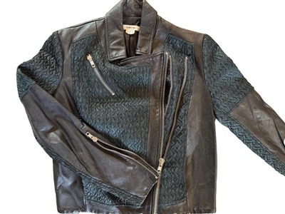 Винтажный HELMUT LANG черный галечной кожи текстурированная ткань молнии урожая мотоциклиста S маленький - Изображение 1 из 4