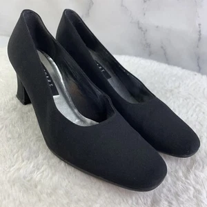 Scarpe vintage anni 90 Stuart Weitzman platform tacco a blocco nere 8 AA 39 Witchy Classy - Foto 1 di 16