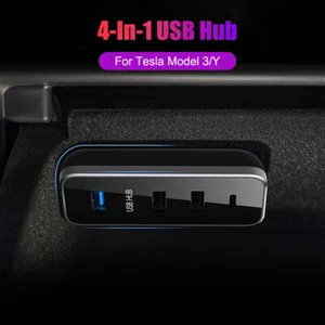Concentrador USB de 4 puertos estación de acoplamiento guantera adaptador USB para Tesla modelo 3 modelo Y - Imagen 1 de 17