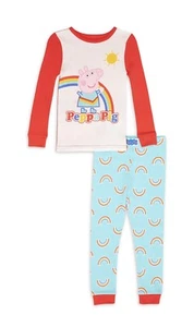 Peppa Pig Girls Cotton Snug Fit Pajamas Size 2T NWT Pj’s Rainbow Sleepwear Set - Picture 1 of 1