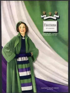 FORSTMANN Fashion Ad 1957 Kelly Green Coat Matching Dress Woolen - Picture 1 of 1