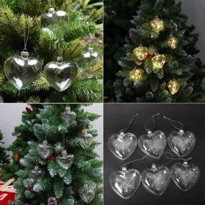 12x DIY Clear Glass Heart Ornaments Fillable Baubles Craft Decor Christmas Party - Picture 1 of 12
