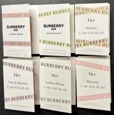 Burberry Her Perfume Collection Sample Spray Vial 6pc Set 1.5ml / 0.05oz each - Image 1 of 2
