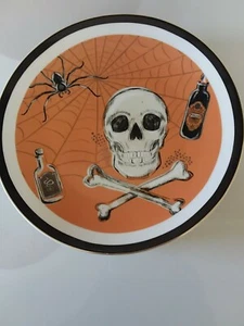 Set of 4 Monteray Bay 8" Porcelain Halloween Plates with Skull, Spider, Poison - Picture 1 of 8