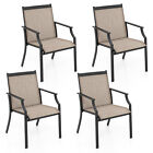 4 Piece Patio Dining Chairs Large Outdoor Chairs Breathable Seat & Metal Frame