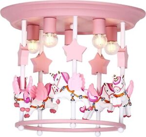 New Extracozy Flying Unicorn Chandelier Ceiling Nursery Light Pink Stars Pretty