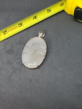 Etched Chalcedony Pendant Sterling Silver 925 Statement Piece Vintage Handmade