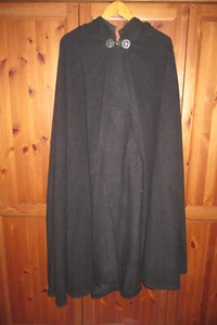 Umhang Schwarz Mittelalter Wikinger Larp Mantel Baumwolle Loden mit Gugel, Top! - Bild 1 von 7