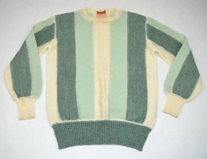 Sweater VTG 60s Courreges 3 Tone Panel Mod Avocado Mohair Blend Sweater Sz S/M - Picture 1 of 10